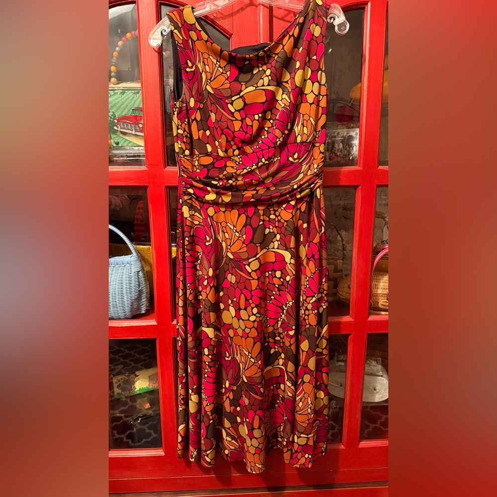 Sleeveless Multicolor Floral-Print Dress - Pink & Orange